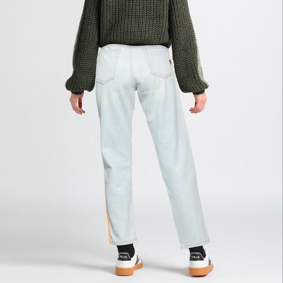 SHOP ★ ART Blue Denim pants side seam stripes 100% cotton jeans - Picture 3 of 15